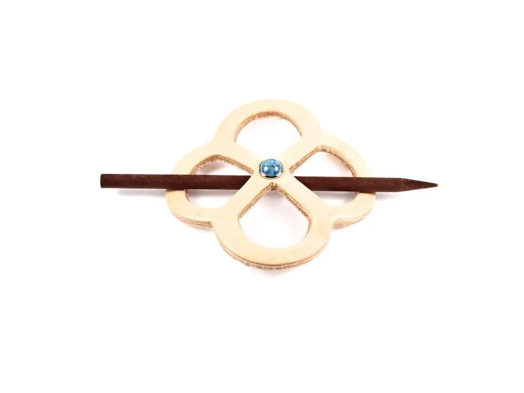 Accented Endless-Knot Leather Hair Barrette