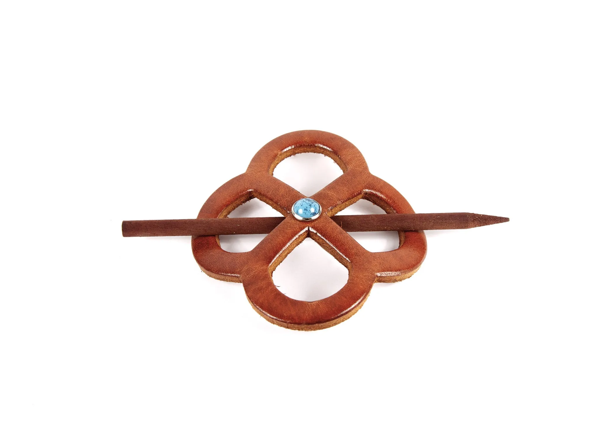 Accented Endless-Knot Leather Hair Barrette