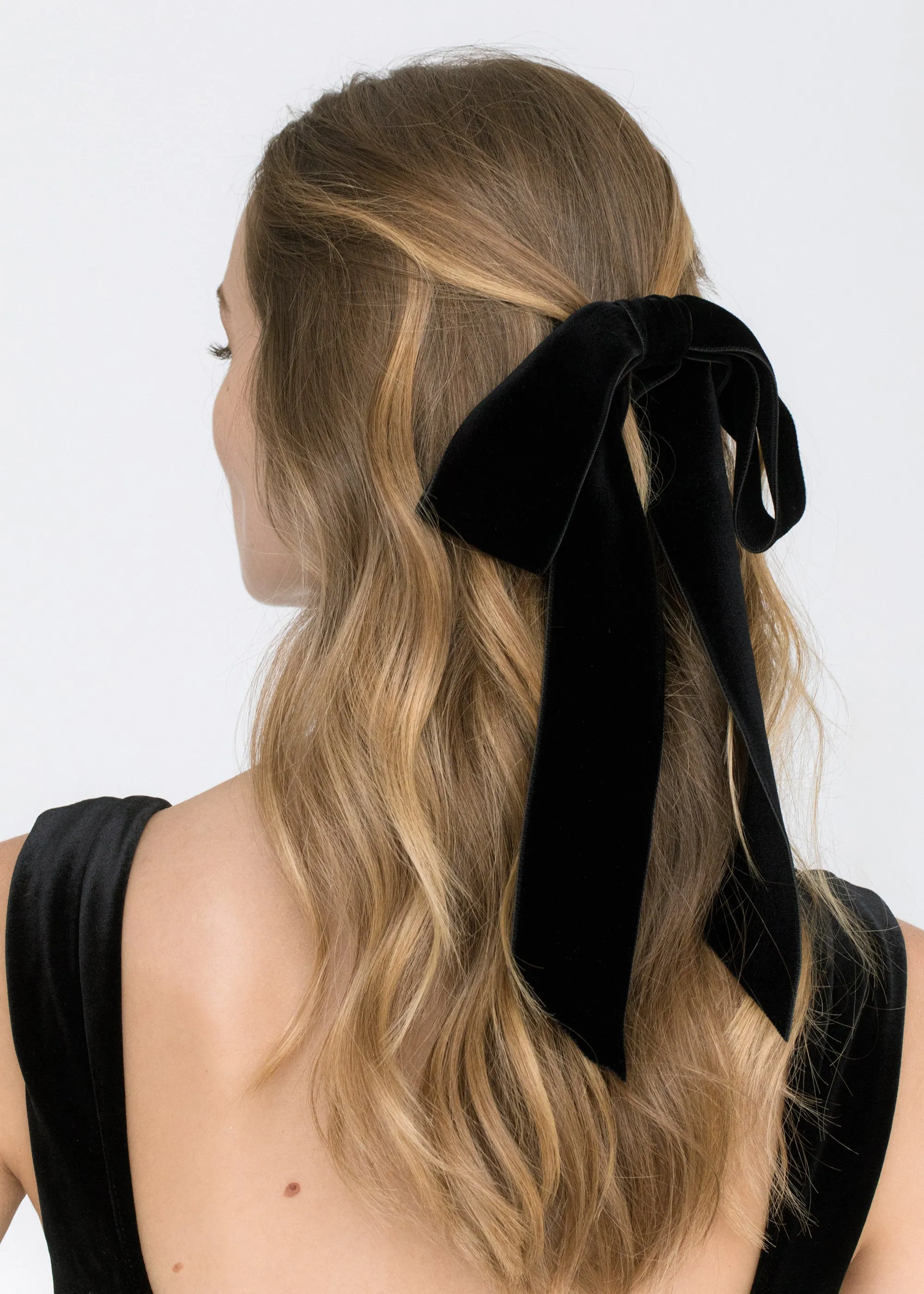 Adley Velvet Bow Barrette -- Black