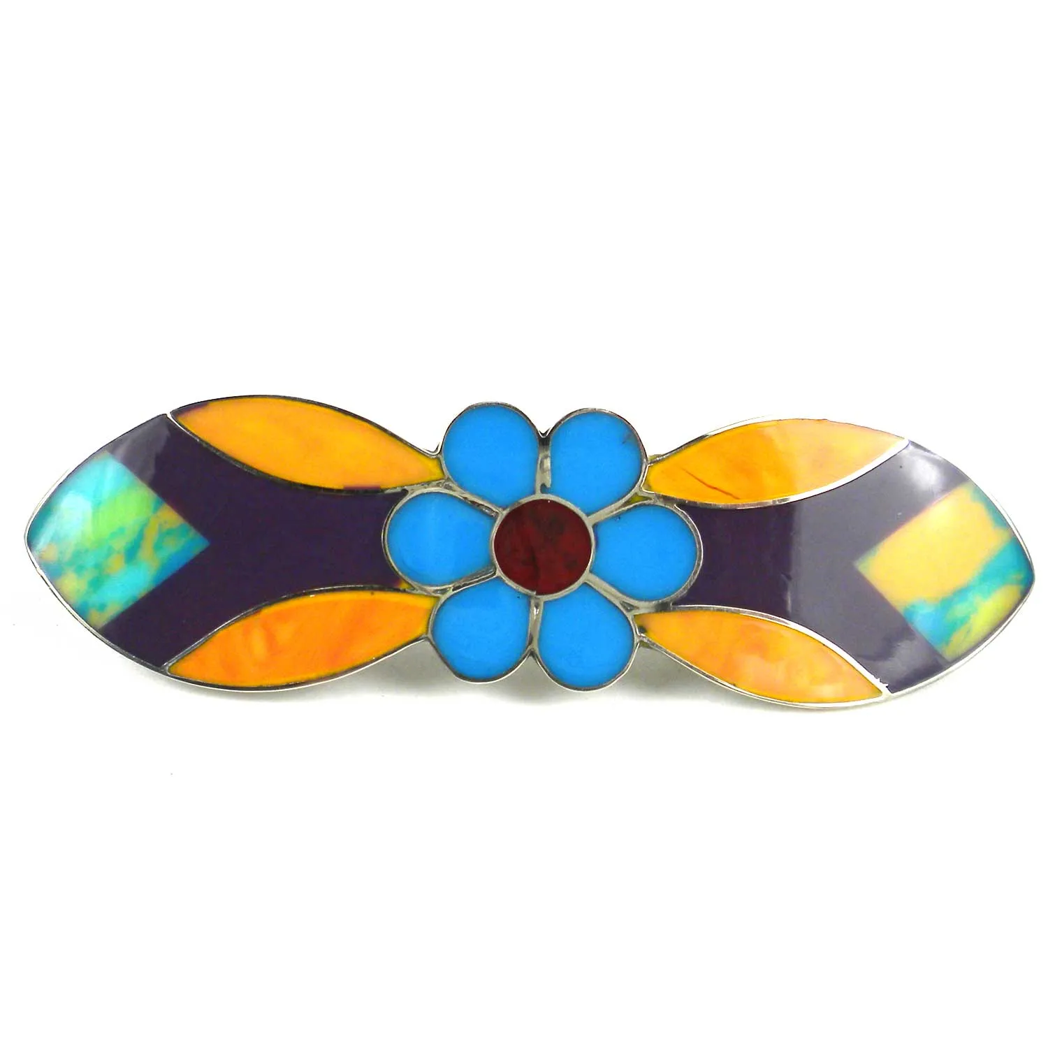 Alpaca Silver and Resin Flower Barrette Artisana