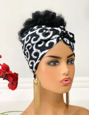 Ama Black & White Headband | Twist Turban