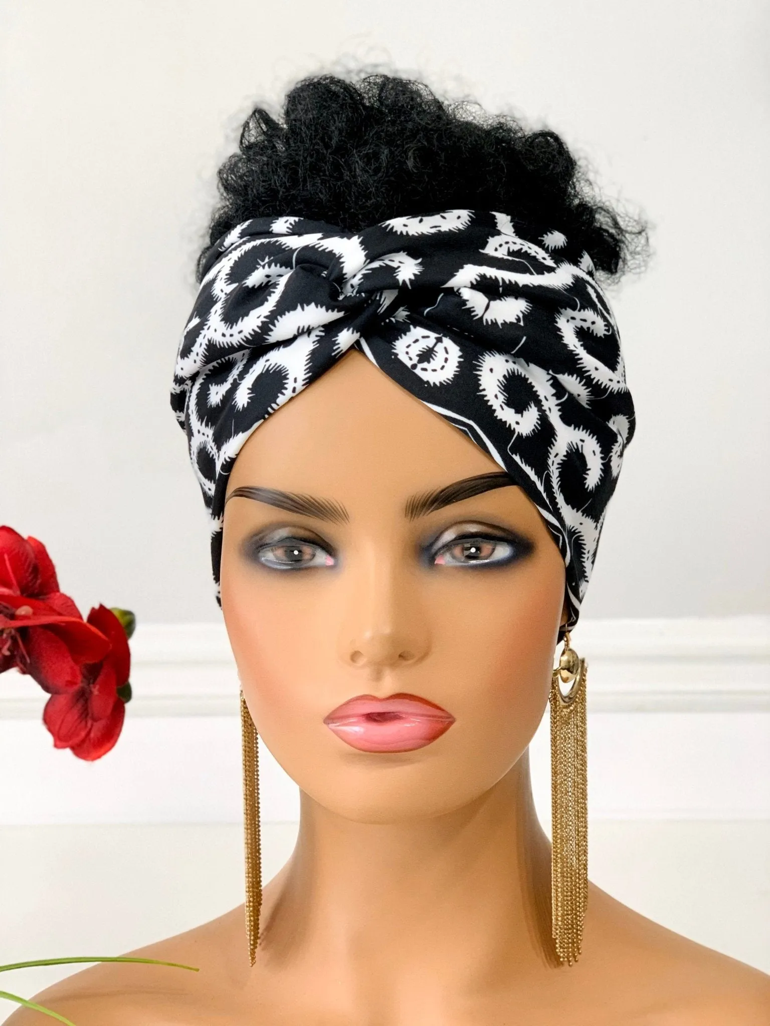 Ama Black & White Headband | Twist Turban