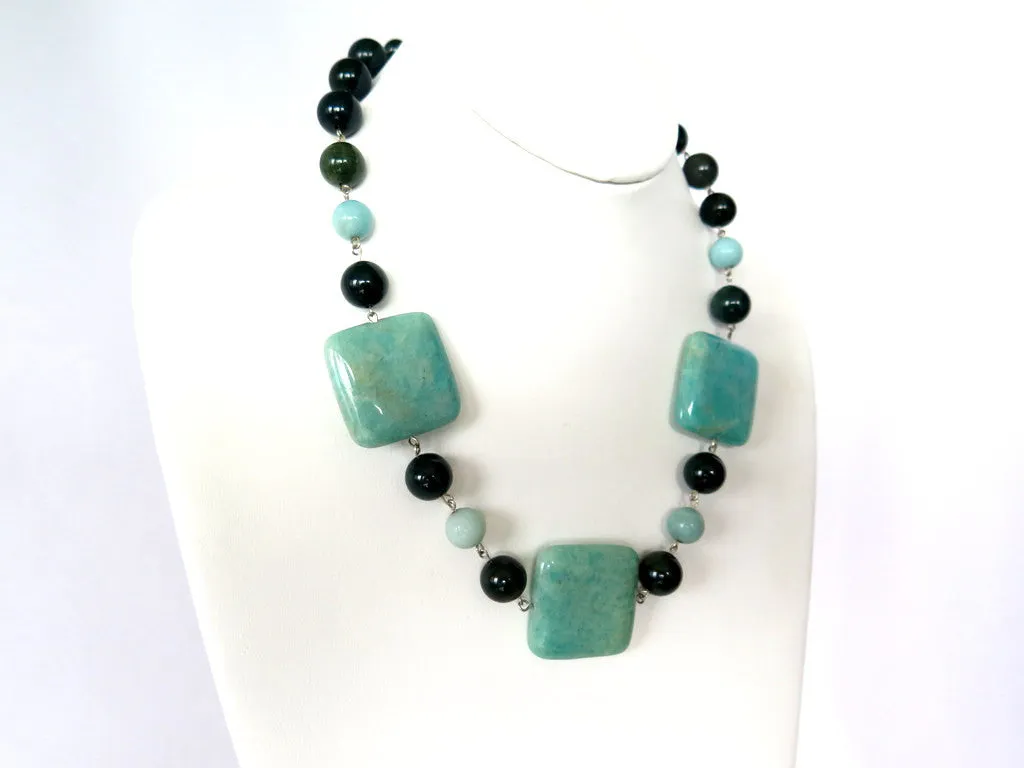 Amazonite and Bloodstone Handmade Necklace