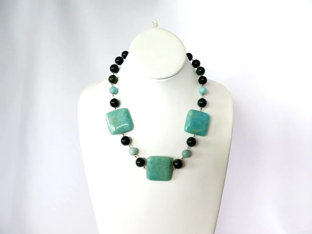 Amazonite and Bloodstone Handmade Necklace