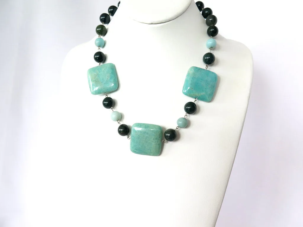 Amazonite and Bloodstone Handmade Necklace