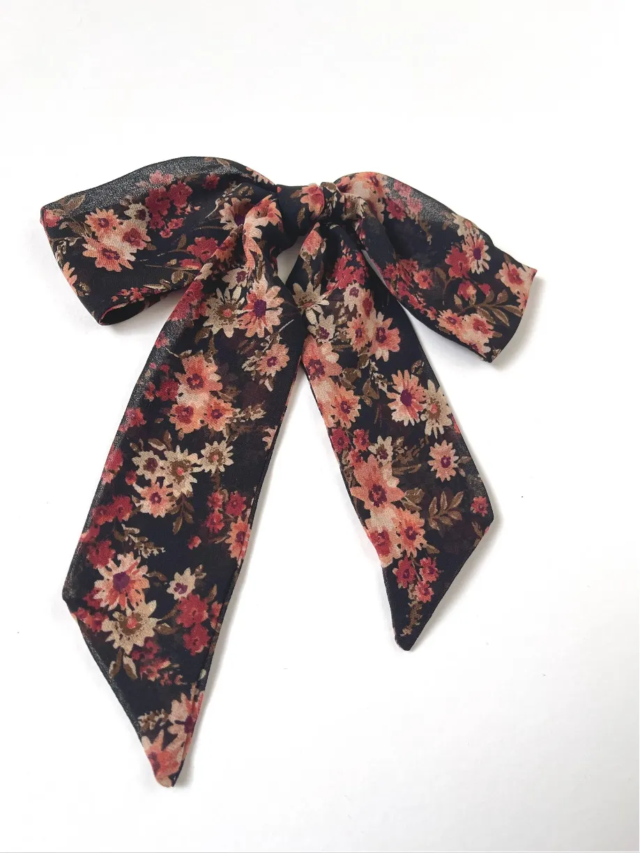 Ambrosia Bow | Floral Chiffon Bow | Hand Tied Bow Barrette | Romance the Ordinary | Gifts for Her