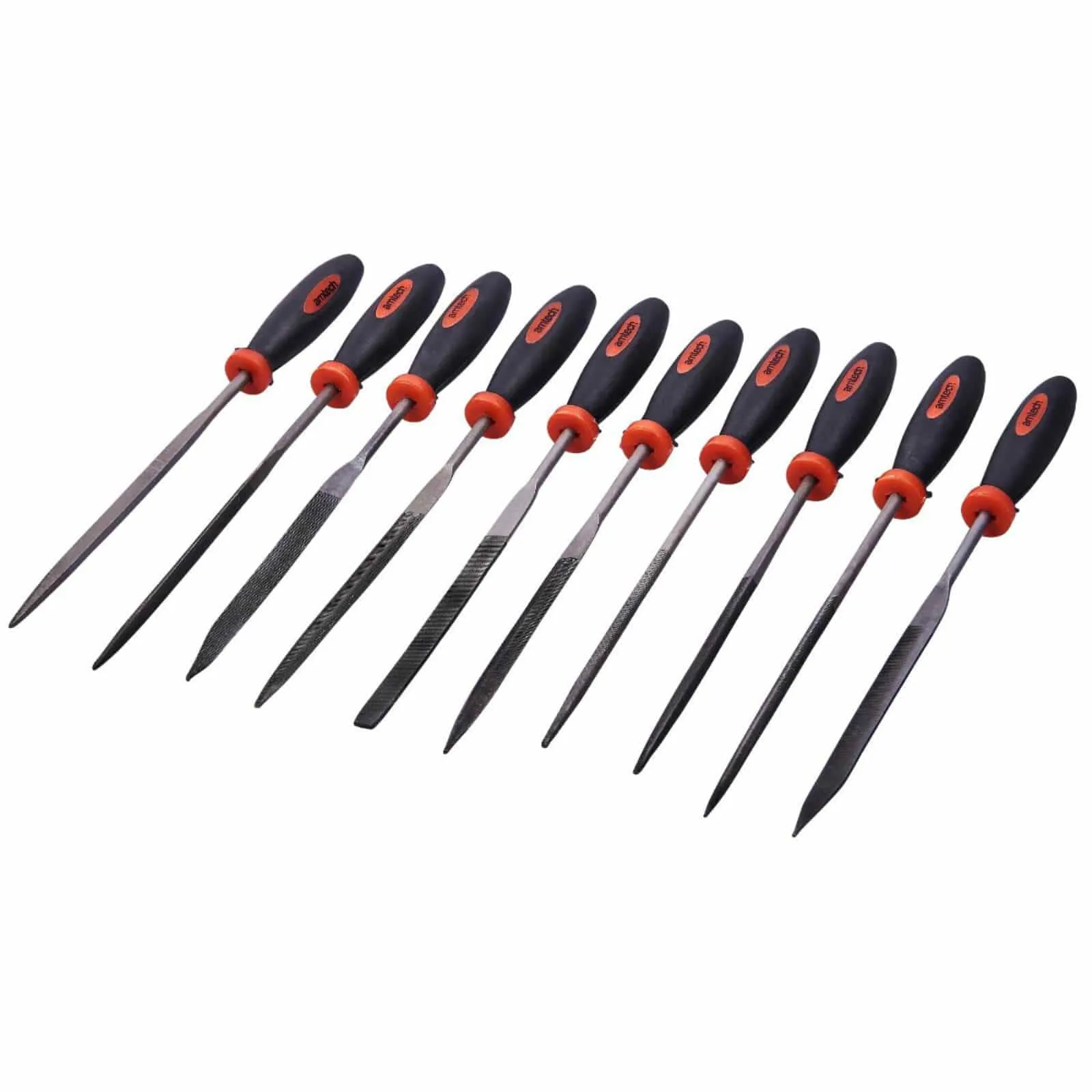 Amtech 10 Piece Needle File Set Plastic Handle