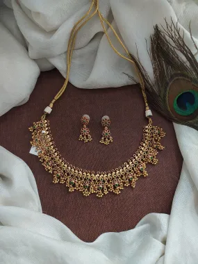 Antique Design Kemp Necklace Set with Golden Ball Drops