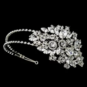 Antique Silver Side Accented Crystal Bridal Headband