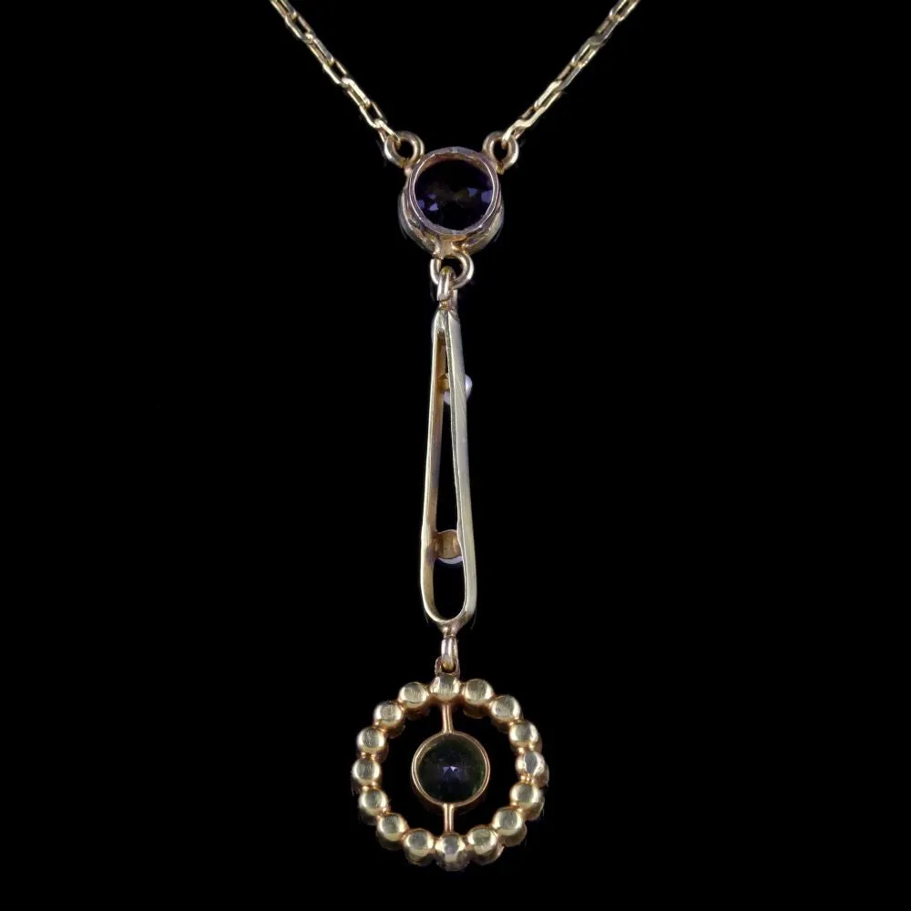 Antique Victorian Suffragette Pendant Necklace 15Ct Gold Circa 1900