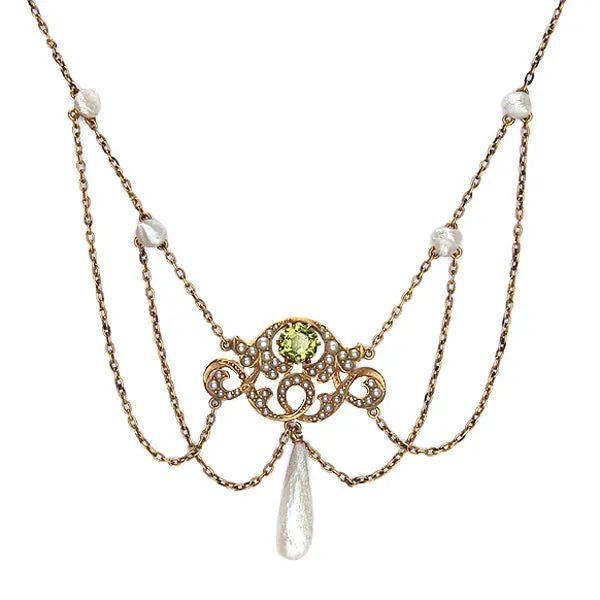 Art Nouveau Peridot Necklace #VP160630-05