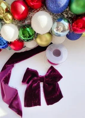 Aubergine Velvet Ribbon Bow Headband | Hair Clip