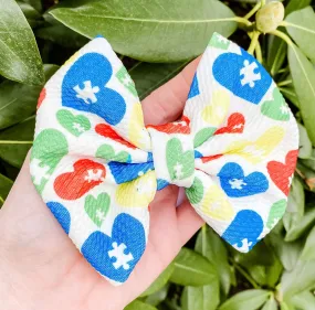 Autism Awareness Liverpool Fabric Bow Headband | Hair Clip