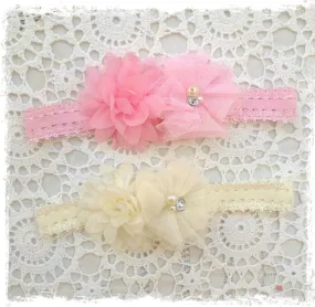 Baby & Girl Double Flower Headband - BRGN25