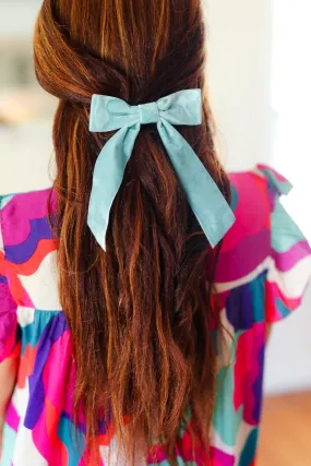 Baby Blue Velvet Barrette Coquette Clip Bow