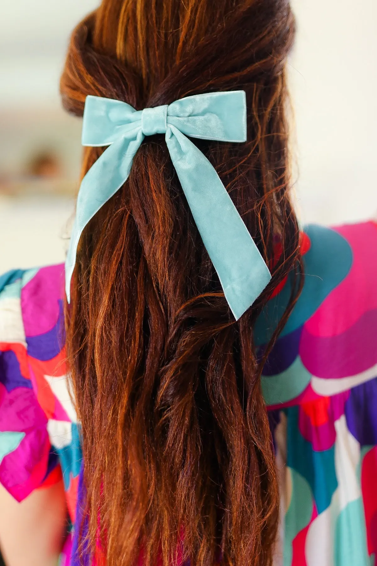 Baby Blue Velvet Barrette Coquette Clip Bow