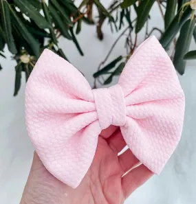 Baby Pink Liverpool Fabric Bow Headband | Hair Clip