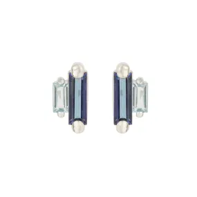 Baguette Double Stone Stud Earrings