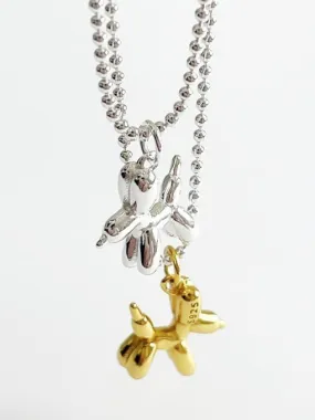 Balloon Dog Necklace, .925 Sterling Silver Lxury Dainty Dog Charm Necklace