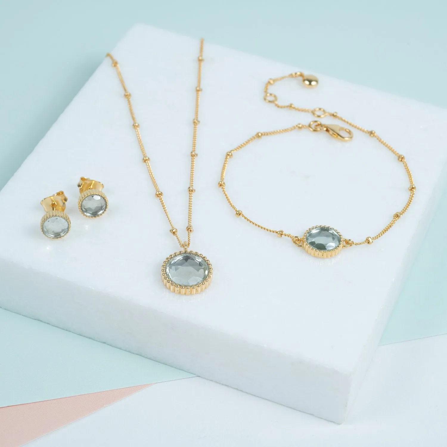 Barcelona August Birthstone Green Amethyst & Gold Vermeil Jewellery Set