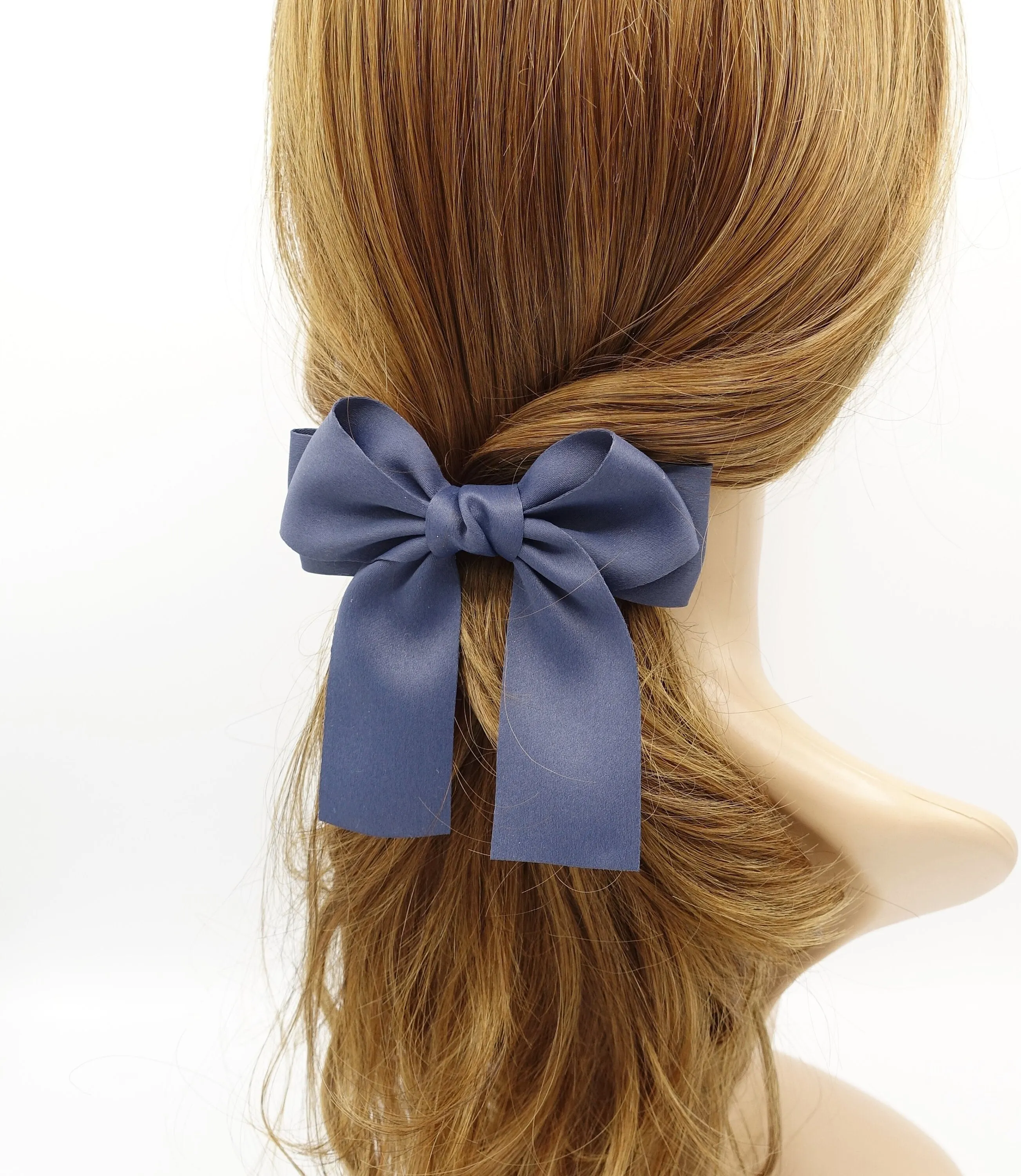 basic glossy tail bow french barrette casual must-have woman hair accessory