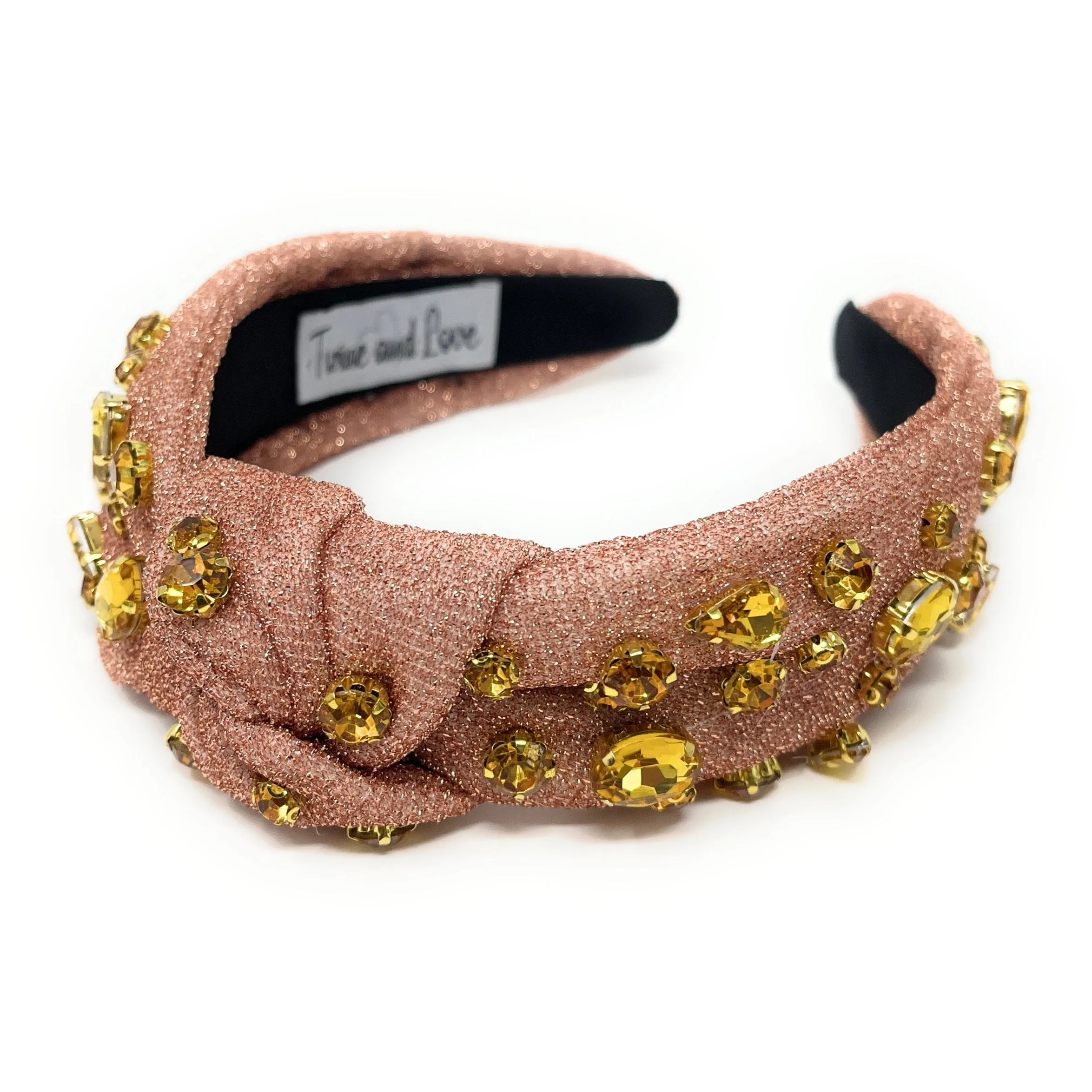 Beige Shimmer Jeweled Knot Headband