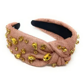 Beige Shimmer Jeweled Knot Headband