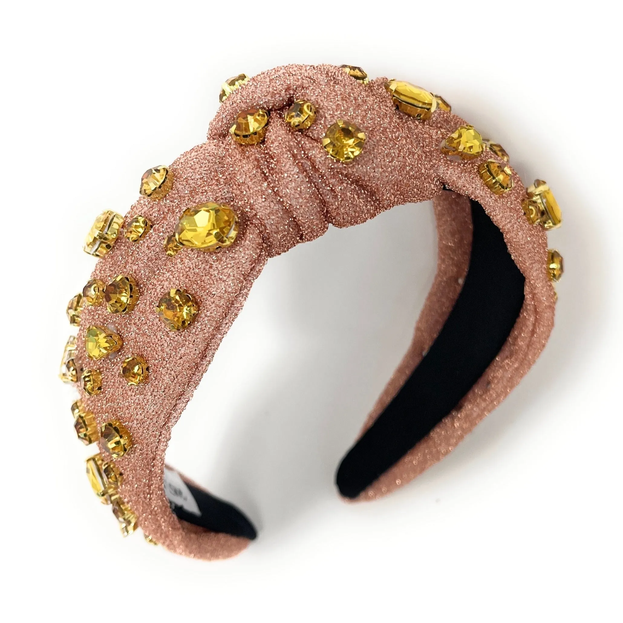 Beige Shimmer Jeweled Knot Headband