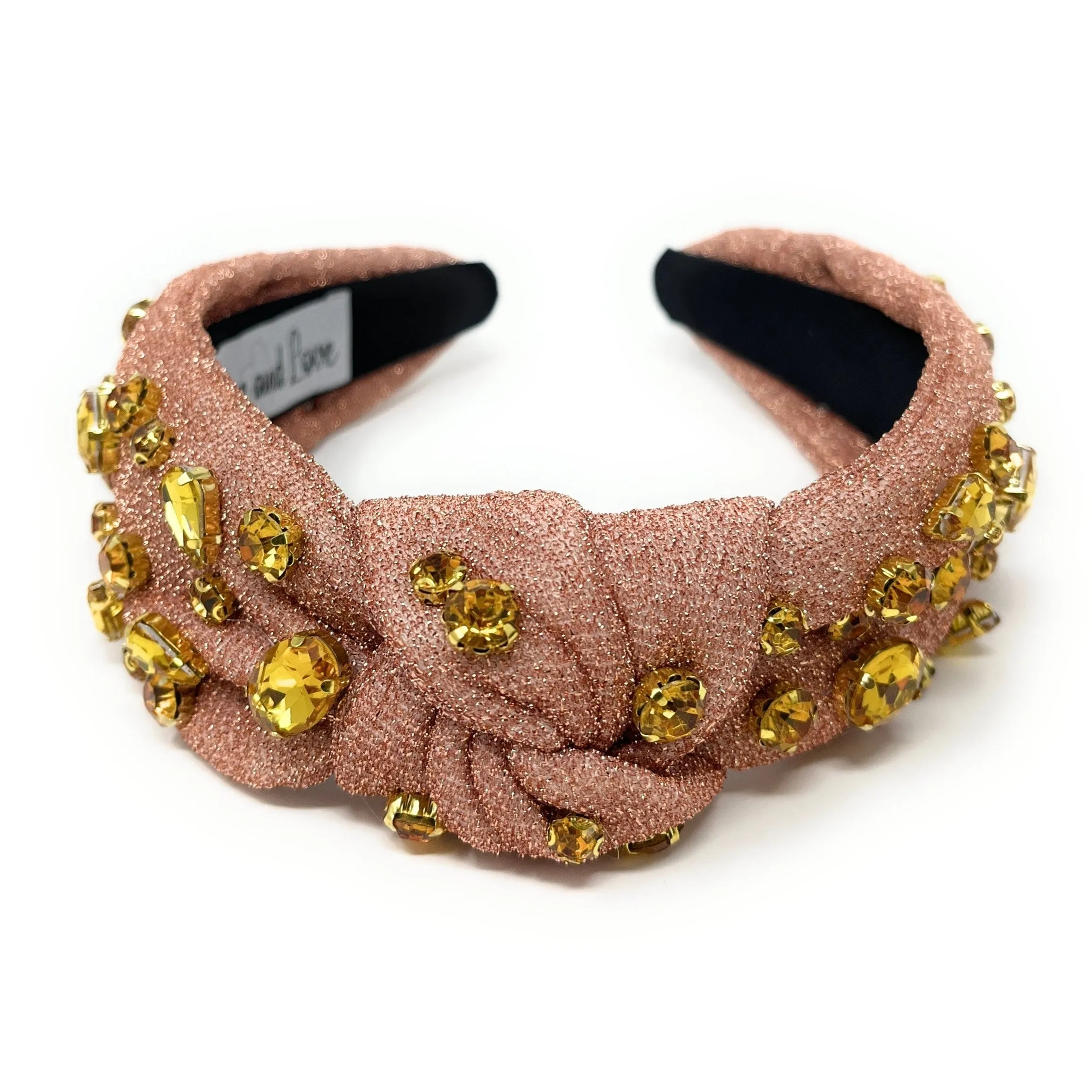 Beige Shimmer Jeweled Knot Headband