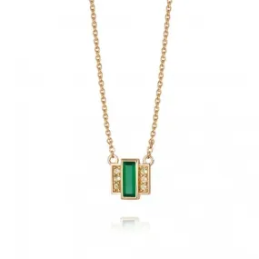 Beloved Green Onyx Baguette 18ct Gold Plated Necklace JN05_GP