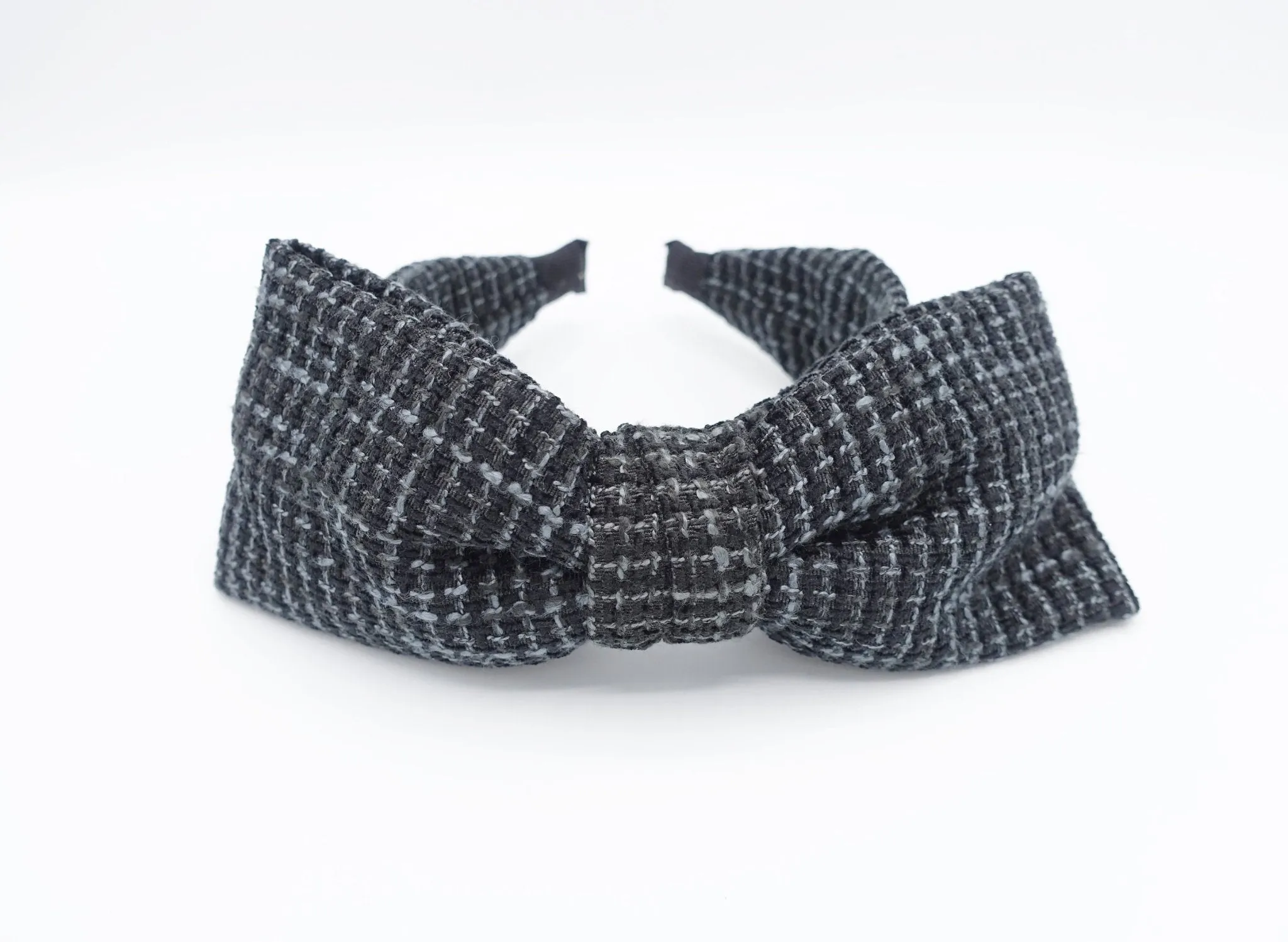 big bow waffle tweed headband  Fall Winter hairband stylish hair accessory for women