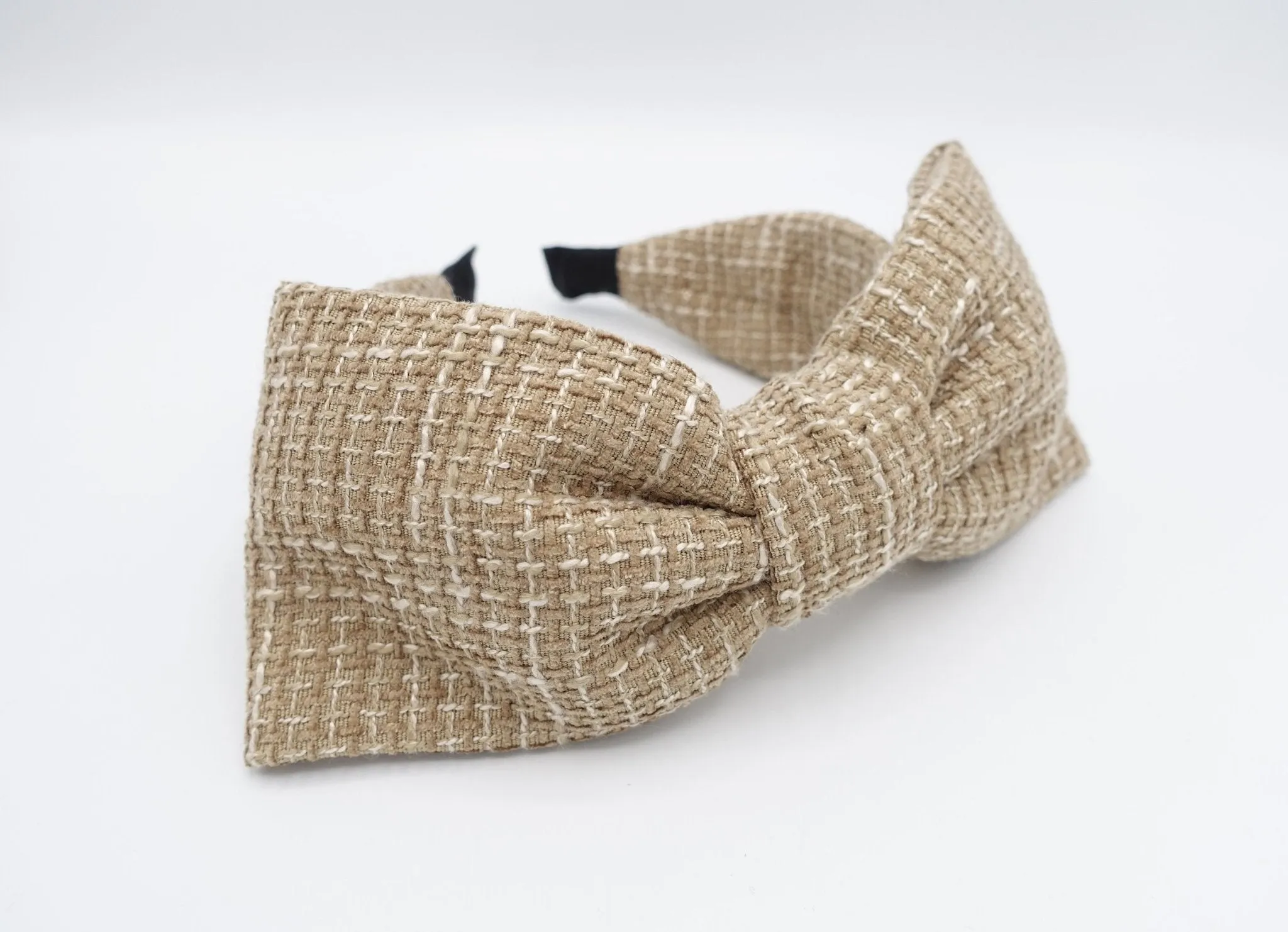 big bow waffle tweed headband  Fall Winter hairband stylish hair accessory for women