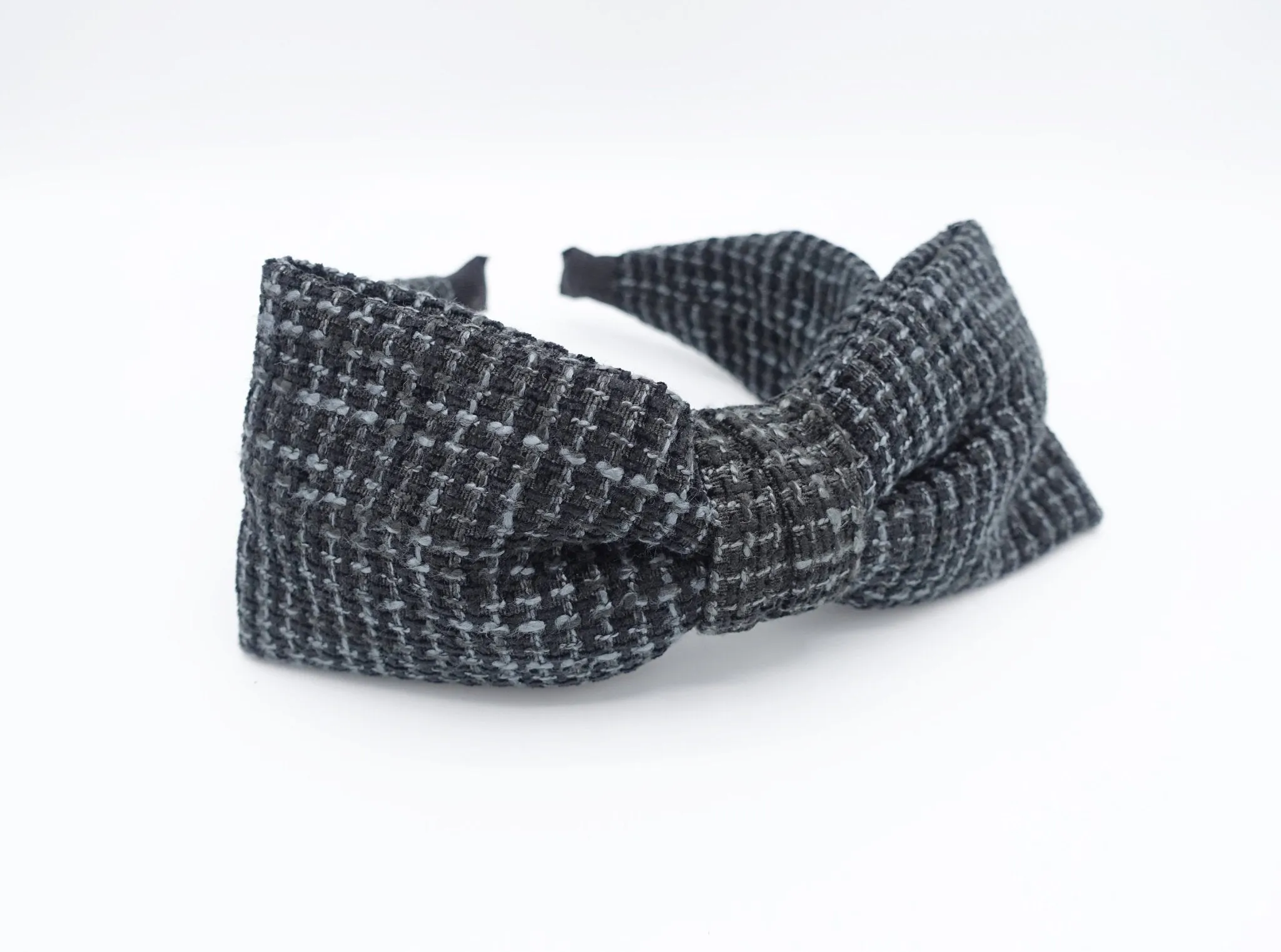 big bow waffle tweed headband  Fall Winter hairband stylish hair accessory for women