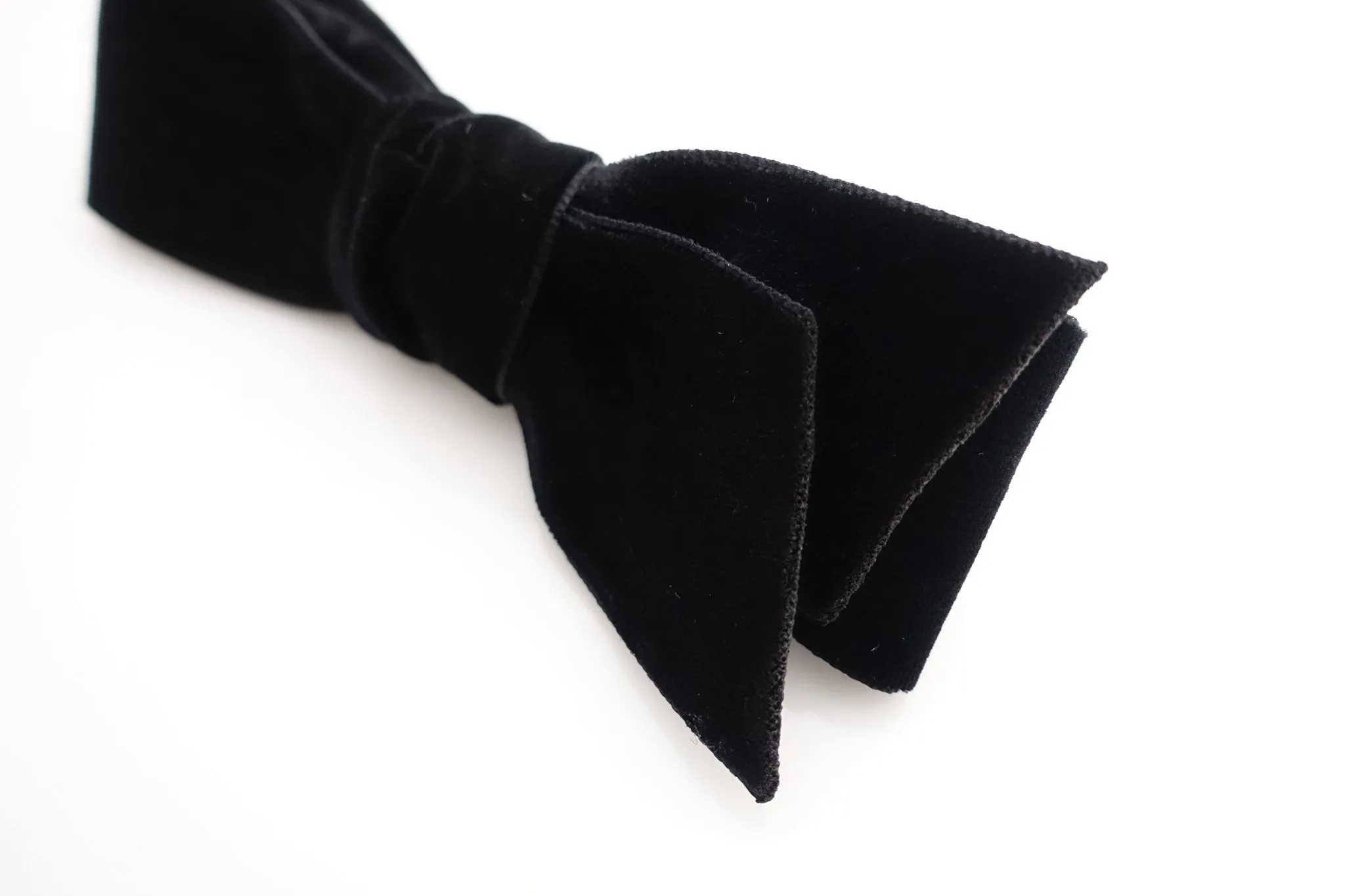 Black velvet layer bow diagonal end simple stylish french barrette or clip