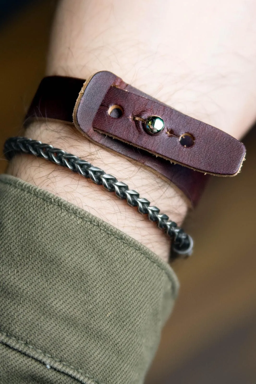 Blaire - Burgundy Veg Tan Leather Bracelet (Unisex)