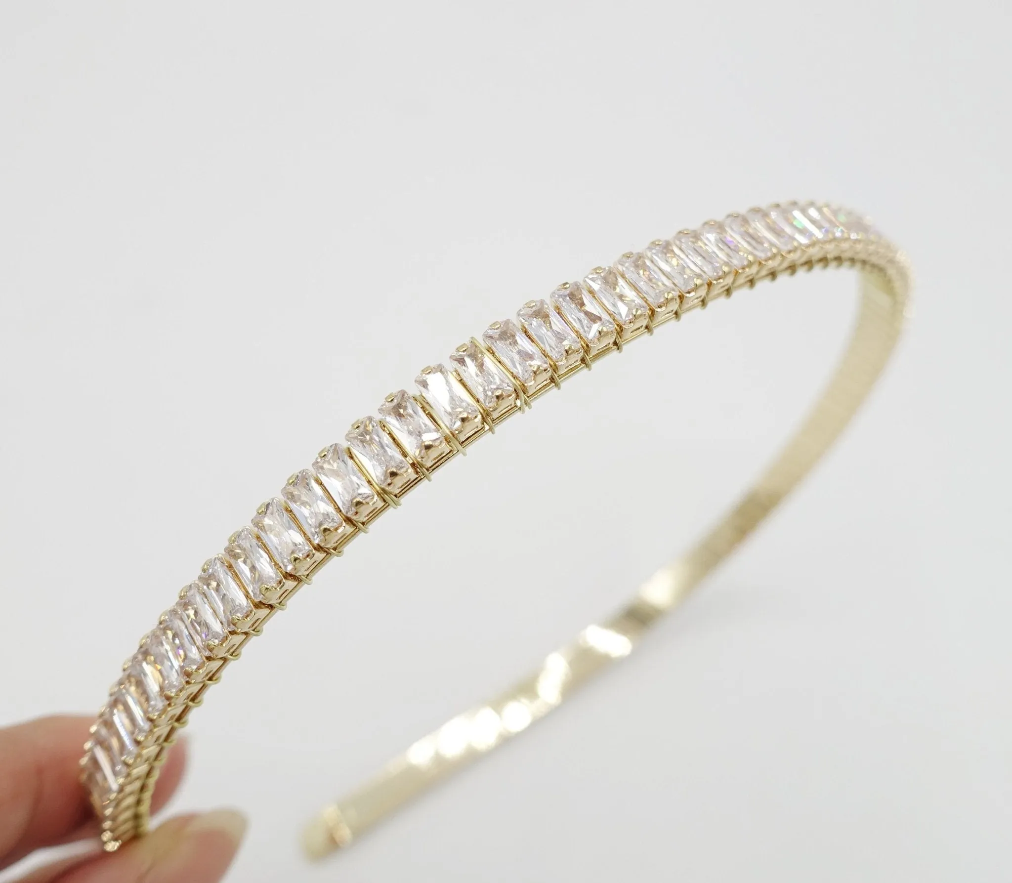 bling cubic zirconia embellished  headband thin hairband women hair accessory