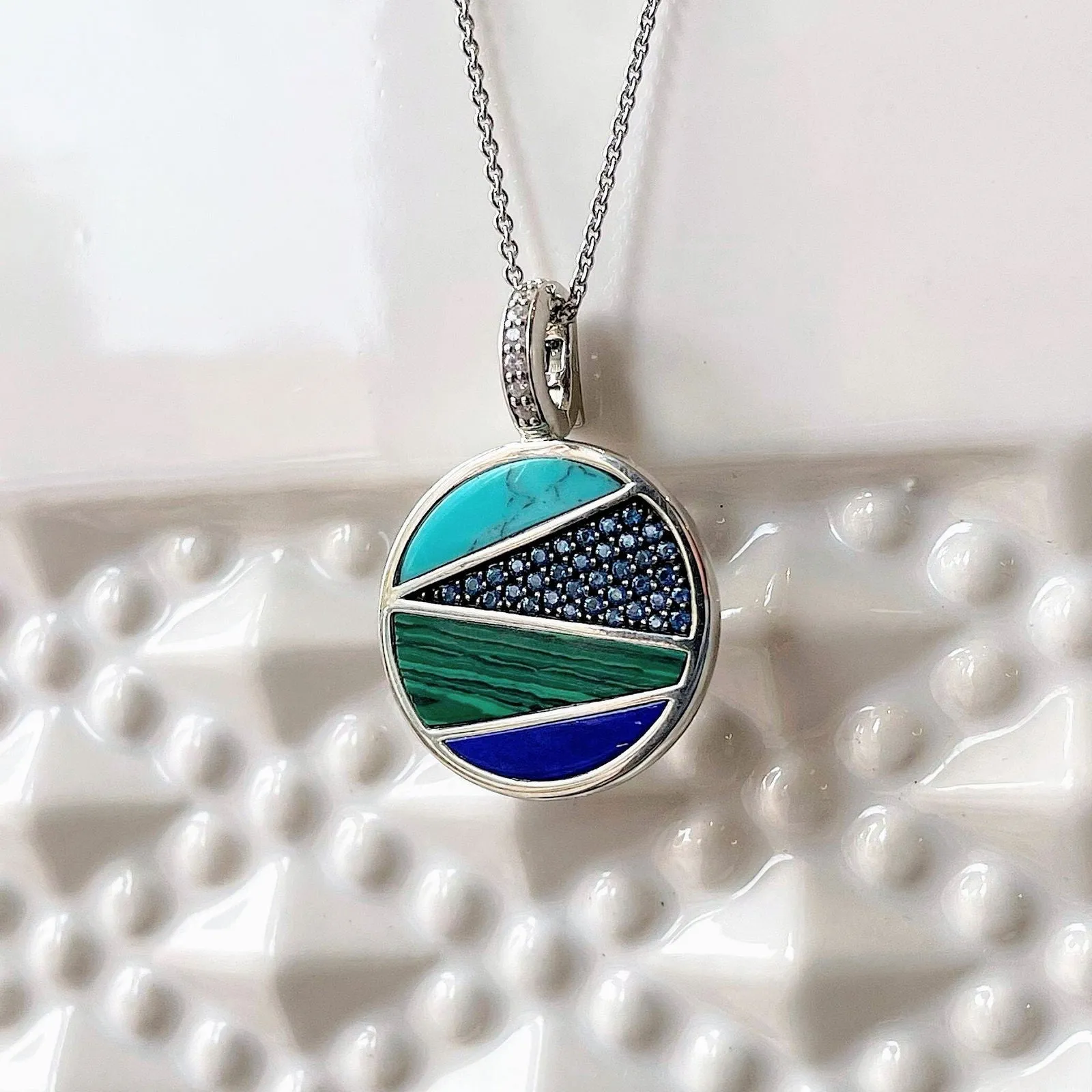 Blue and Green Inlay Necklace