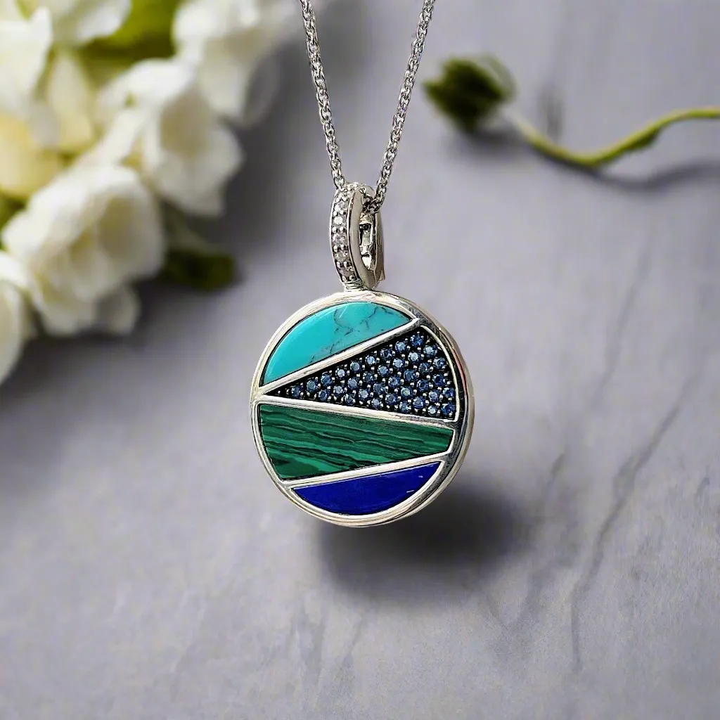 Blue and Green Inlay Necklace