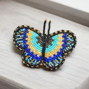 Blue and Turquoise Butterfly Beaded Barrette