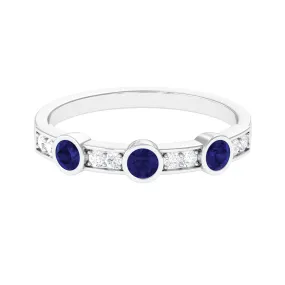 Blue Sapphire and Diamond Minimal Eternity Ring