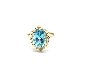 Blue Topaz Beaded Frame Ring