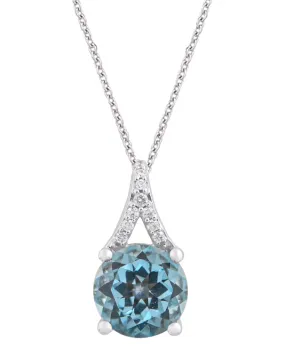 Blue Topaz Pendant - 10ct White Gold Blue Topaz & Diamond Pendant - 788035