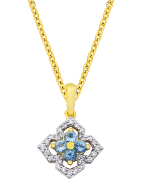 Blue Topaz Pendant - 10ct Yellow Gold Blue Topaz & Diamond Pendant - 786261