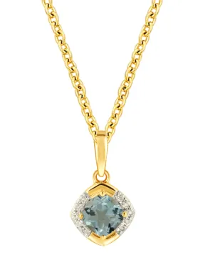 Blue Topaz Pendant - 10ct Yellow Gold Blue Topaz & Diamond Pendant - 788051