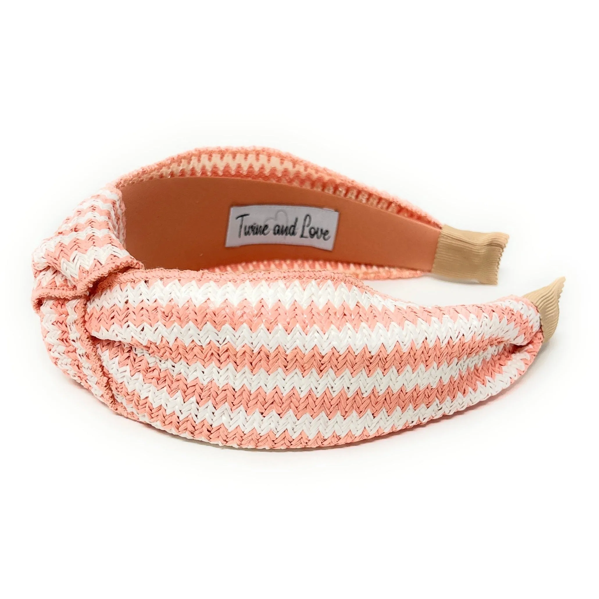 Blush Peach Raffia Knot Headband