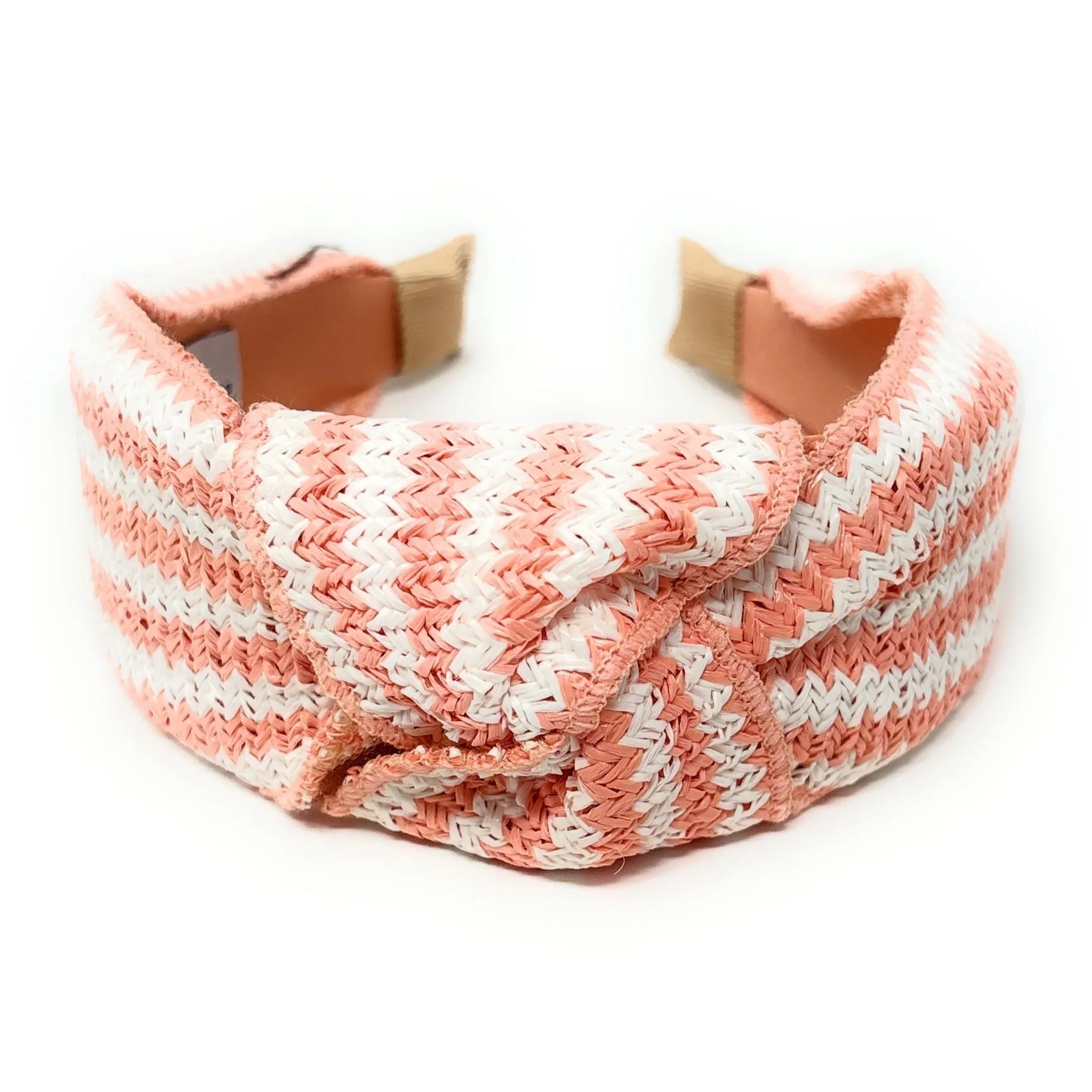 Blush Peach Raffia Knot Headband