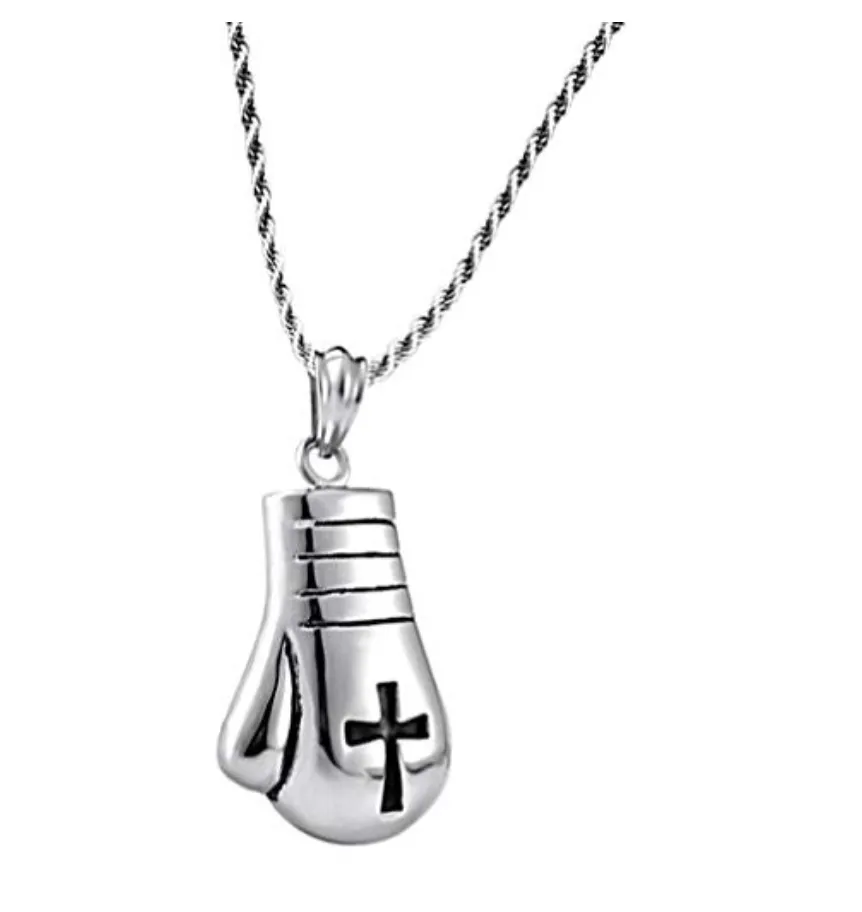 Boxing Gloves Necklace Jewelry Bonnie Silver Boxing Gloves Chain Stainless Steel 20in.