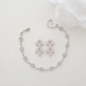 Bridal Jewelry Bracelet and Earrings Set-Abby