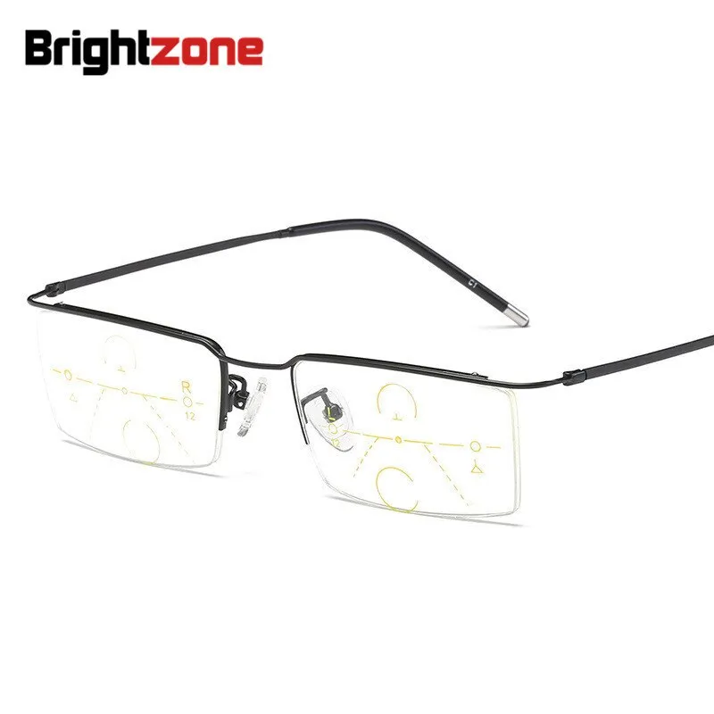 Brightzone Men's Reading Glasses Semi Rim Alloy Progressive