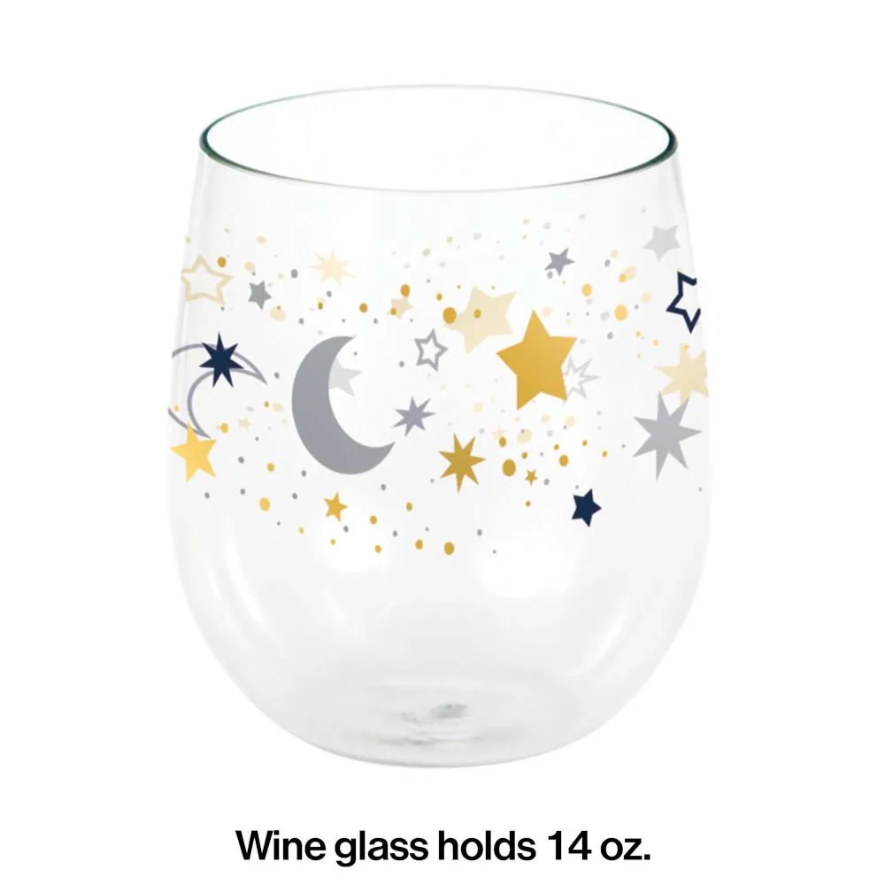 Bulk Starry Night Plastic Wine Glasses (6 per Case)